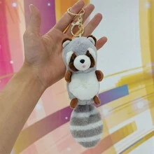 Llavero De Mapache De Peluche Bonito, Colgante Para Parejas, Accesorio Para Bolso, Juguete De Felpa, 1 Ud. - Gris - Ver 2
