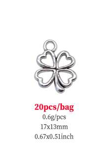 20pcs/Bag 17x13mm (0.67x0.51inch) Antique Silver Color Small Hollow Lucky Clover Charms Pendant For DIY Jewelry Making