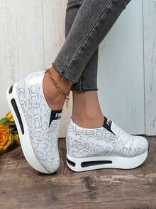 Châu Âu và Châu Mỹ Phong cách Đúng mốt Tăng Chiều cao Dày Đế Trắng Của phụ nữ Giày dép , Chóp giầy tròn - trắng - Xem 3