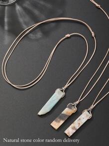 1件天然石材不对称长方形吊坠手工编织个性化项链 - 項鍊 - 查看 17