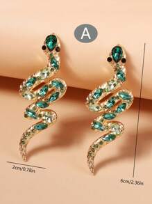 1對時尚蛇形耳釘適用於女士日常裝飾 - 彩色 - 查看 5