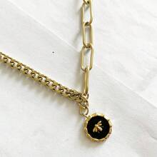 不銹鋼琺瑯蜜蜂吊墜項鍊,女性時尚配飾