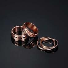 3 Pcs Stainless Steel Spinner Rings For Women Men Fidget Band Rings Triple Interlocked Rolling Moon Star Celtic Rings Stress Relieving Reduce Anxiety Wedding Promise Rings Set (Size 5-10) - Rose Gold - View 7