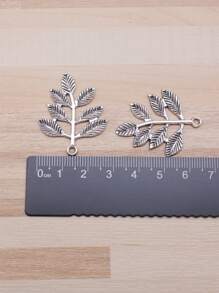 10入組銀色仿古樹枝葉吊墜,尺寸34x28mm (1.34x1.1英寸),適用於diy首飾製作 - 古銀色-10pcs - 查看 2
