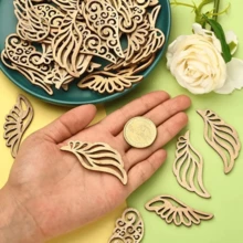 10入/pack 5.5cm創意天使翅膀diy木製片,未上色未完成,適用於diy手繪木製藝術工藝品