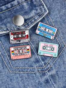4 件/套時尚卡通鋅合金磁帶裝飾胸針適合日常佩戴