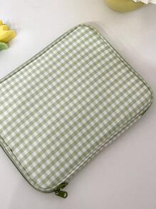 11 Zoll 13 Zoll minimalistischer karierter Reißverschluss Laptop-/Tablet-Schutz für Damen für Arbeit und Schule. Flauschige karierte Tasche, karierte Laptop-Tasche, Laptop-Hülle, Laptop-Sleeve, Laptop-Cover, Computertasche, karierte minimalistische Geschenke für Lehrer, Lehrerbedarf, Lehrertasche, Dankeschön-Lehrer, Collegetasche, Collegebedarf, Schulanfang, Schulmaterial, Schulmaterial für Lehrer, Collegestudenten, Klassenzimmer-Laptoptaschen, Klassenzimmer-Taschen, Lehrerlagerungstaschen, Klassenzimmer-Organizer-Taschen - Grün - Übersicht 5