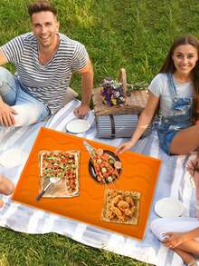 1pc Extra Large Bbq Grill Mat, Silicone Protective Pad And Cleaning Pad For Bbq Grill Plate, Silicone Protection - Orange - View 5