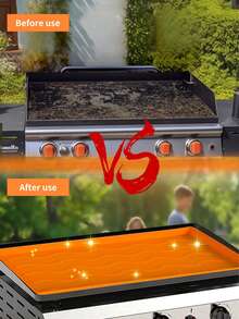 1pc Extra Large Bbq Grill Mat, Silicone Protective Pad And Cleaning Pad For Bbq Grill Plate, Silicone Protection - Orange - View 6