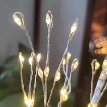 Led暖白色螢火蟲造型桌燈,電池和usb雙重用途,約45cm高,108顆珠子,可調節樹枝,室內照明裝飾用於房間 - 白色 - 查看 2