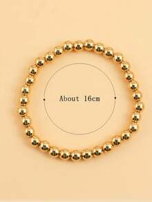 7pcs/set Gold Ccb Beaded Bracelets (assorted Sizes) For Women's Daily Wear - Golden ball bead bracelet - View 2