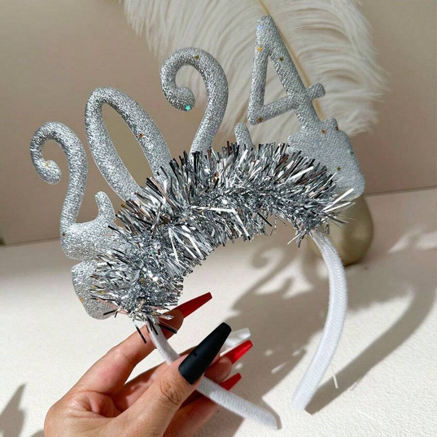 New Arrivals High-Grade Cloth 2024 Digital Hairband For New Year's Eve Party And Christmas Party Decoration Props Best Gifts Birthday - Silver - View 1