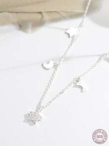 CCMFGJEW 1入精美時尚的s925銀鋯石項鍊,適合日常,派對,生日,婚禮,商務,萬聖節,感恩節,聖誕節,節日禮物