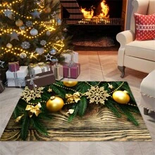 1 pièce Tapis de sol antidérapant absorbant l'eau pour salle de bain et cuisine avec motif de Père Noël en velours cristal