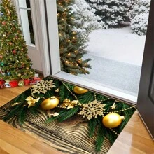1 pièce Tapis de sol antidérapant absorbant l'eau pour salle de bain et cuisine avec motif de Père Noël en velours cristal