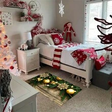 1 pièce Tapis de sol antidérapant absorbant l'eau pour salle de bain et cuisine avec motif de Père Noël en velours cristal