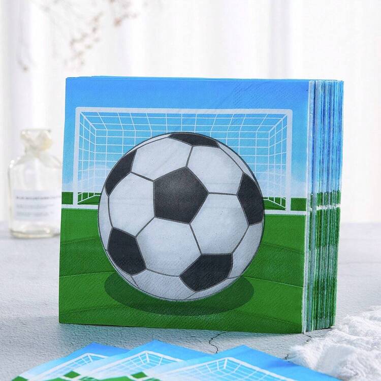 Juego de platos y servilletas desechables con diseño de fútbol, platos desechables de 7/9 pulgadas con diseño de pelota de fútbol y servilletas, platos de papel desechables para fiesta de fútbol, decoración de fiesta, artículos para fiesta de cumpleaños, regalo, Navidad - Multicolor - Ver 7