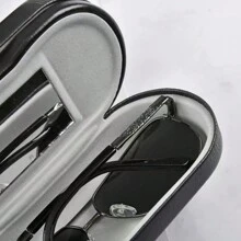 雙層眼鏡盒帶鏡子創意pu皮革太陽眼鏡盒收納盒可攜式旅行眼鏡配件 - 彩色 - 查看 5