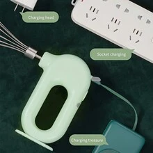1pc, Wireless Portable Electric Food Mixer Automatic Whisk Dough Egg Beater Baking Cake Cream Whipper Kitchen Tool - Green - View 8