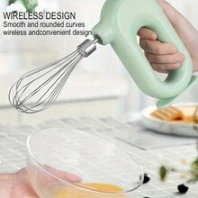 1pc, Wireless Portable Electric Food Mixer Automatic Whisk Dough Egg Beater Baking Cake Cream Whipper Kitchen Tool - Green - View 6