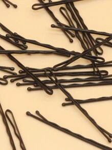 100 件/盒基本款波浪发夹带卡头，经典时尚黑色发夹，适合日常使用