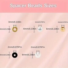 1套高分子粘土珠珠手鏈套裝 友誼手鏈套裝女孩用,字母珠黑白粘土珠套裝人造珍珠金色珠子配製珠寶和1捆彈性線