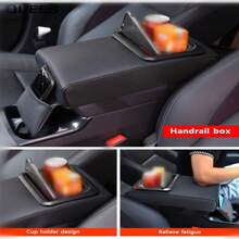 Quees Car Center Console Armrest Pad&Bracket With Storage Box And Cup Holder - Beige - View 7