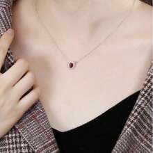 Spiritdeer 100% 純銀s925 鍍金18k金項鍊,人造紅寶石鑲嵌鋯石,45cm十字鏈,金色設計時尚低敏感度珠寶禮物n047