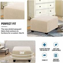 H.VERSAILTEX Ottoman Cover Slipcover Rectangle Fit Footrest Sofa Slipcovers Stool Cover Footstool Protector Covers Feature Stretch Thick Soft Jacquard Fabric Removable Washable - 自然的 - 查看 5