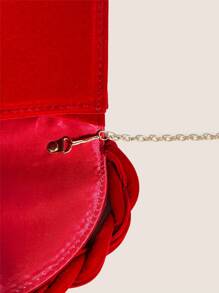 紅色婚禮手拿包/手提包,鑲有絲絨面料,高級時尚,可咩有肩帶或斜揹包,聖誕禮物袋 聖誕快樂 - 紅色 - 查看 6