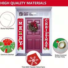 1對聖誕快樂門廊標幟 - 2入組戶外門幟,適用於家庭,辦公室,花園和庭院裝飾 - 紅色 - 查看 4