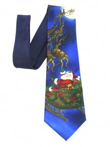 1条男士3.5英寸圣诞领带，高密度丝绸混纺面料，时尚领带，适合婚礼、派对、活动等场合。 - 彩色 - 查看 2