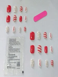 24入組歐美風格聖誕新年問候圓釘 + 凝膠膠水 + 指甲修形檔 - 彩色 - 查看 2