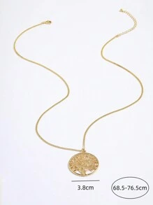 1pc Stylish Personalized Hollow Out Gold Tone Tree Shape Pendant Long Necklace For Women, Sweater Chain - Big tree B - View 4