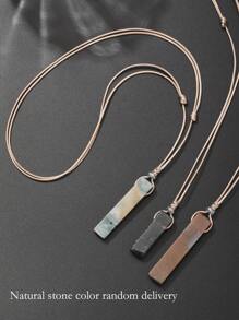 1件天然石材不对称长方形吊坠手工编织个性化项链 - 項鍊 - 查看 16