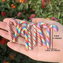 1對可愛多彩的拐杖糖耳環,手工製作的聖誕珠寶禮物