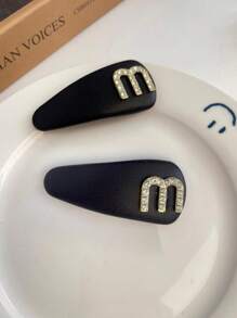 Elegant 2pcs Rhinestone Decor Hair Clip Claw Clips Hair Claws Hair Barrettes, School Stuff, Looks Of Party, Hair Accerssories