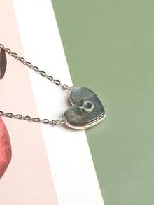 1入組12星座心形天然蘭巴石時尚吊墜,附925銀製鍊,適合日常穿著和女孩生日禮物