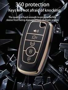 3入組特殊tpu軟殼汽車鑰匙套保護套+黑色皮革鑰匙扣帶螺絲刀,適用於5鍵智能汽車鑰匙 - 彩色 - 查看 6