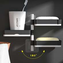 1 Miếng Creative Có thể xoay Giá để xà bông Không có Khoan , Nhiều lớp Nước Thoát nước Cái giá Đối với Phòng tắm - xám - Xem 6