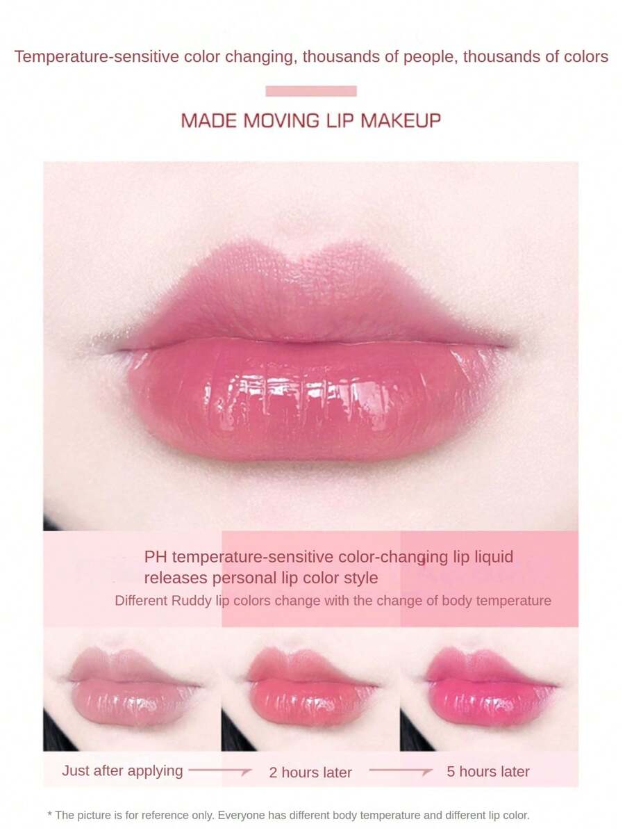 1pc Moisturizing Waterbased Peach Flavor Colorchanging Lip Oil, Lip