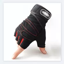 A Pair Of Cycling Gloves, Fitness Gloves, Men's And Women's Protective Anti-slip Wrist Guards, Barbell Cycling Sports Equipment, Half-finger Gloves - Red - View 1