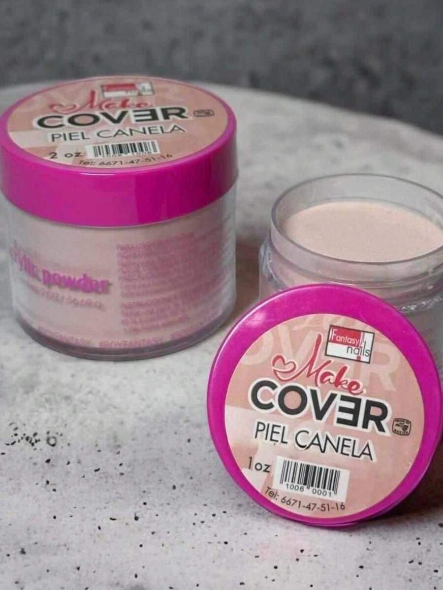 Piel Canela 1oz- Polvo Acrilico Make Cover 1 onza Fantasy Nails para aplicación de uñas esculturales y acrílico uso profesional