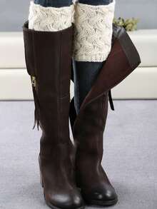 1對女性暖腿套短靴套,英式風格,秋冬季節 - 白色 - 查看 2