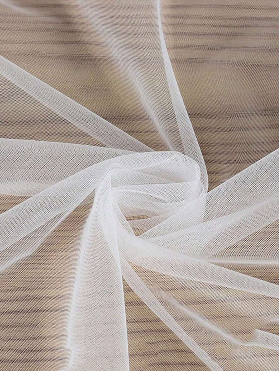 1pc White Soft Mesh Netting Fabric Material For Diy Decoration - White - View 1