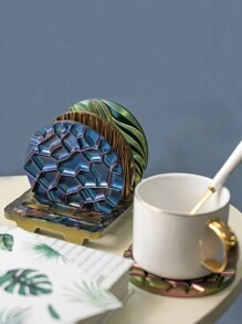 5 pièces/set Moules de dessous de verre en résine, 4 pièces Moules de dessous de verre ronds uniques avec motif vague, Moules de résine époxy pour différents motifs avec support, Moules de dessous de verre en silicone pour couler de la résine, faire des tasses, décorations pour la maison - Blanc - Voir 10