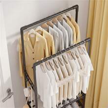 1入組calmootey雙桿衣架,滾輪掛衣架,臥室、客廳、服飾店的便攜式衣物組織者,黑色