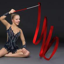 Gymnastic Ribbon Sparkling Dance Ribbon Twirling Baton Long Ribbon Streamers Rhythmic Gymnastics for Kids Artistic Dancing Training Party Favors with Ribbon Dancer Wand - Red - View 5