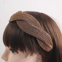 Anti-slip Headband With Plush Fabric For High Ponytail, Braided Design With Wide Pressure Headband, Versatile Hair Accessory - Coffee - View 4