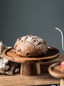 1個木質高腳托盤,適用於家用水果盤、客廳小食盤、餐廳甜點/蛋糕盤 - 棕色 - 查看 2